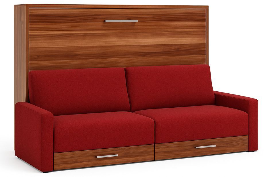 Lit escamotable horizontal avec canapé et rangement VETAL - Photo n°1