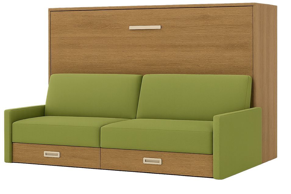 Lit escamotable horizontal avec canapé et rangement VETAL - Photo n°1