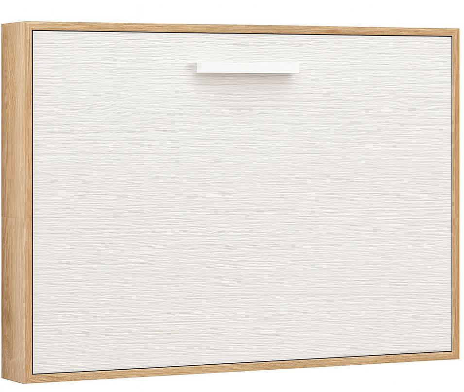 Lit escamotable horizontal OPTIMA - Sommier à lattes - Poignée acier blanc 36 cm - Photo n°1