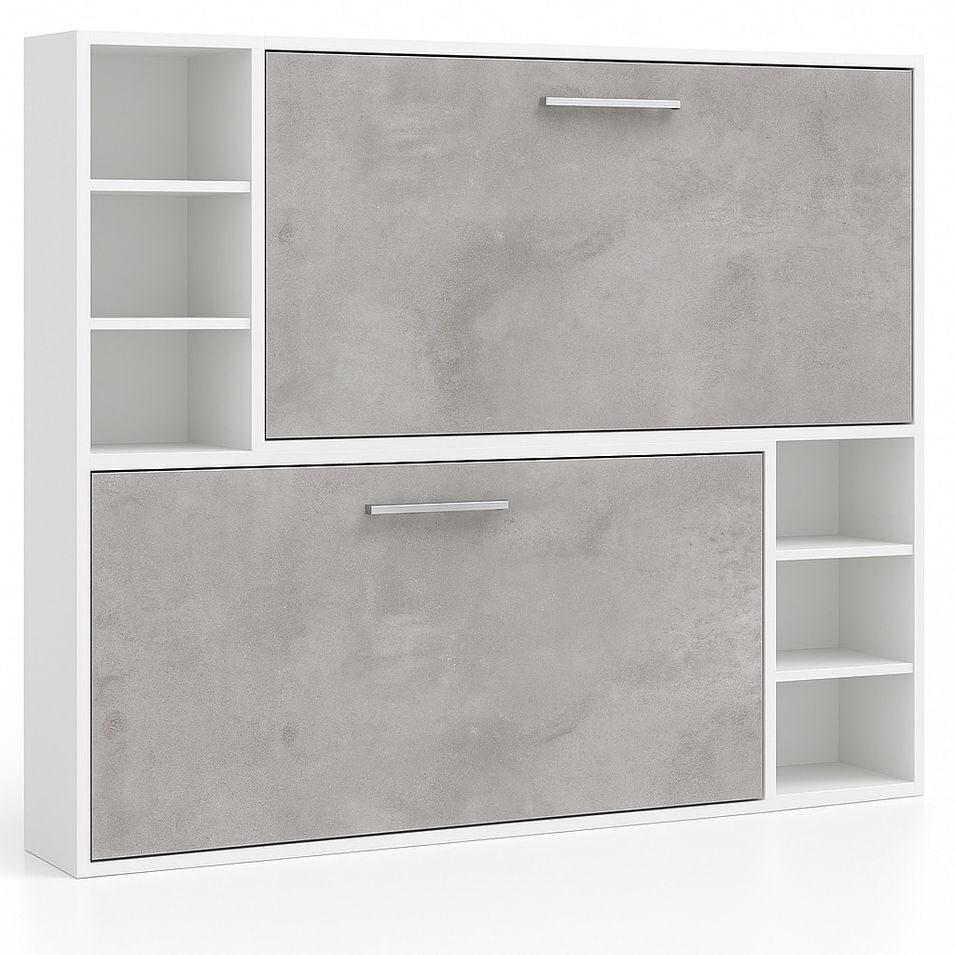 Lit escamotable superposé horizontal avec étagères BINKA - Photo n°1