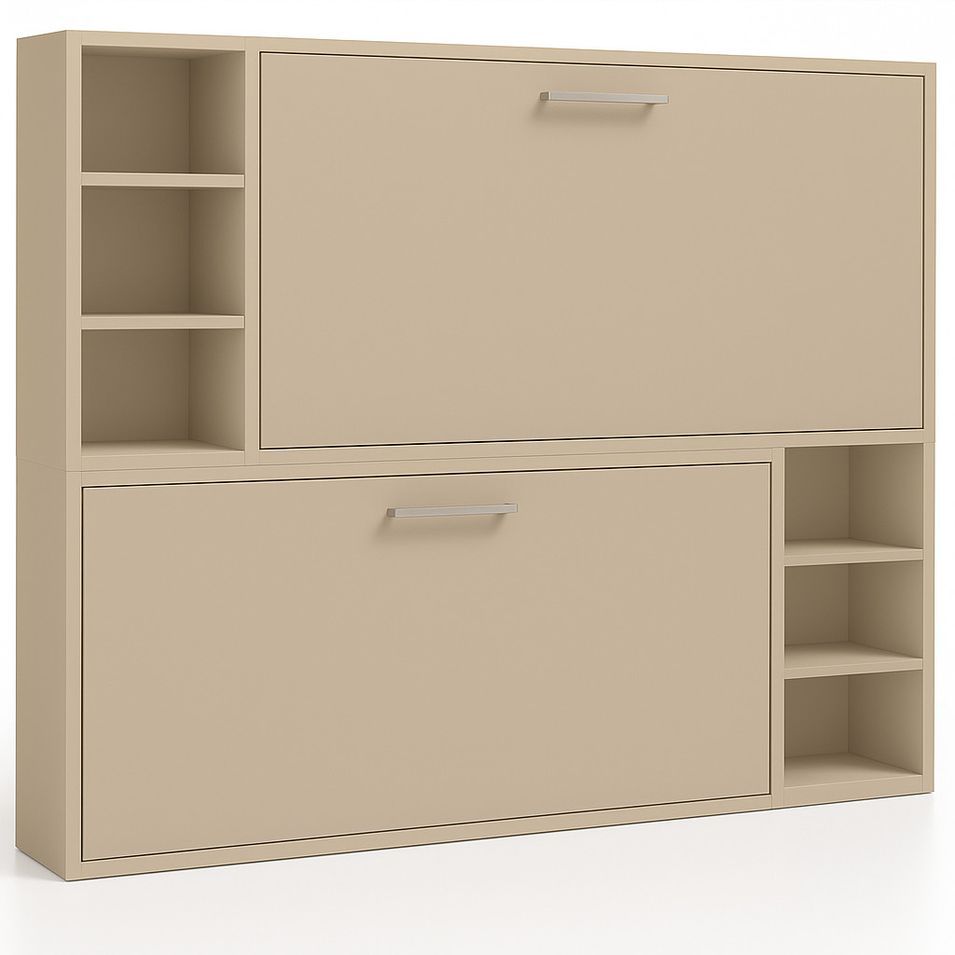 Lit escamotable superposé horizontal avec étagères BINKA - Photo n°1