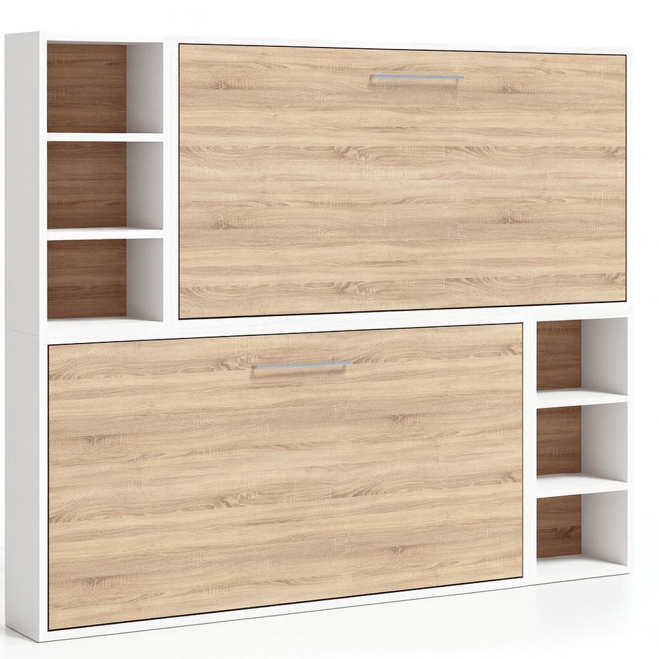 Lit escamotable superposé horizontal avec étagères BINKA - Photo n°1