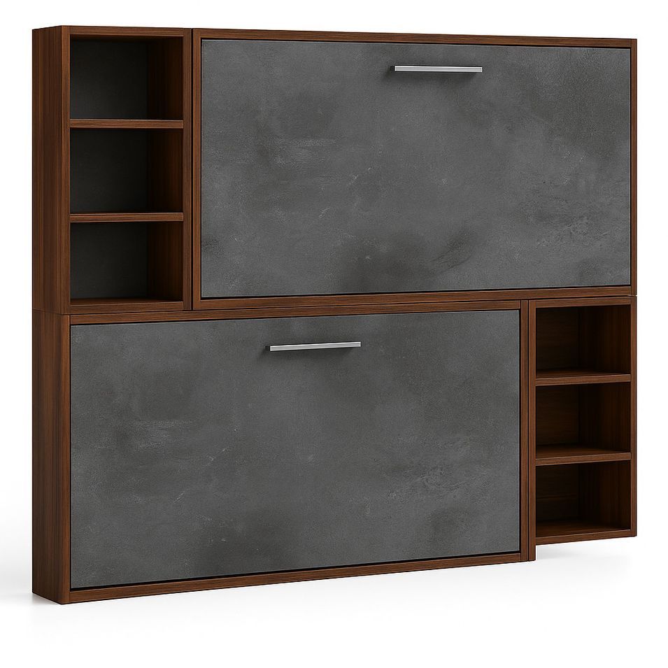 Lit escamotable superposé horizontal avec étagères BINKA - Photo n°1