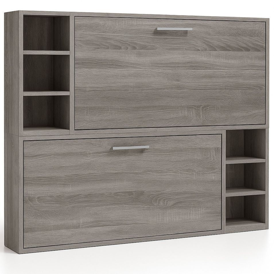 Lit escamotable superposé horizontal avec étagères BINKA - Photo n°1