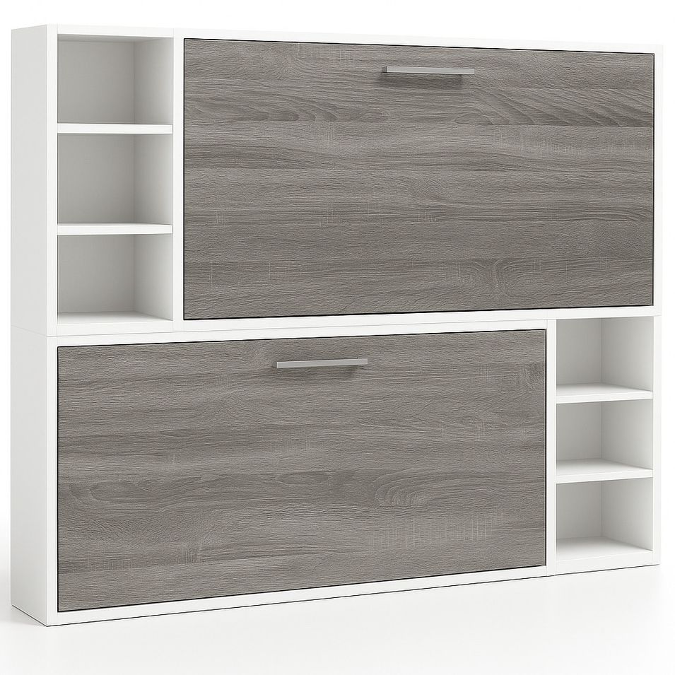 Lit escamotable superposé horizontal avec étagères BINKA - Photo n°1