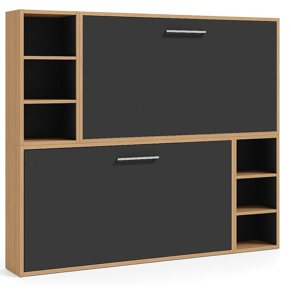 Lit escamotable superposé horizontal avec étagères BINKA - Photo n°1