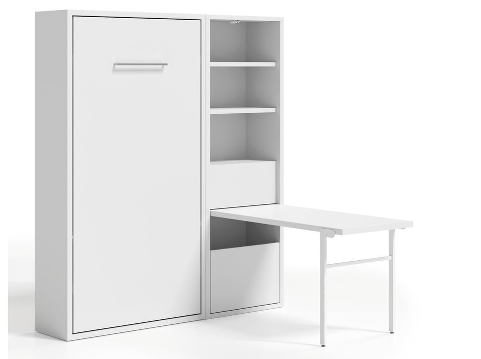 Lit escamotable vertical 120x200 cm avec armoire et bureau Kampo - Photo n°1