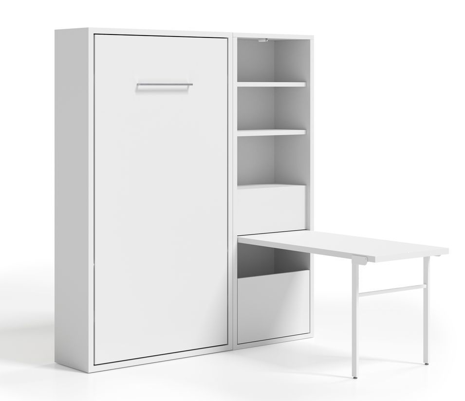 Lit escamotable vertical 140x190 cm avec armoire et bureau Kampo - Photo n°1
