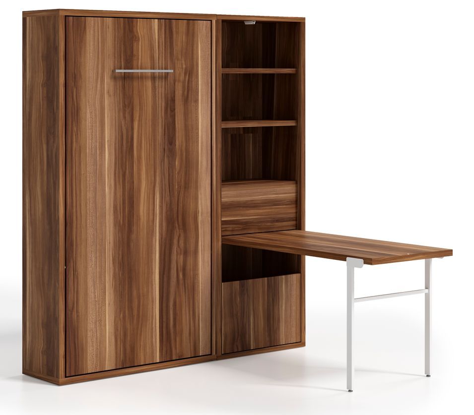 Lit escamotable vertical 140x190 cm avec armoire et bureau Kampo - Photo n°1