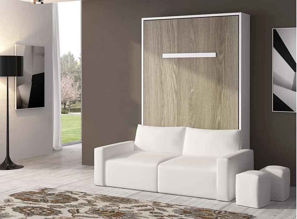 Lit escamotable vertical 140x200 cm avec canapé coffre Espacia Haut de gamme - Photo n°1