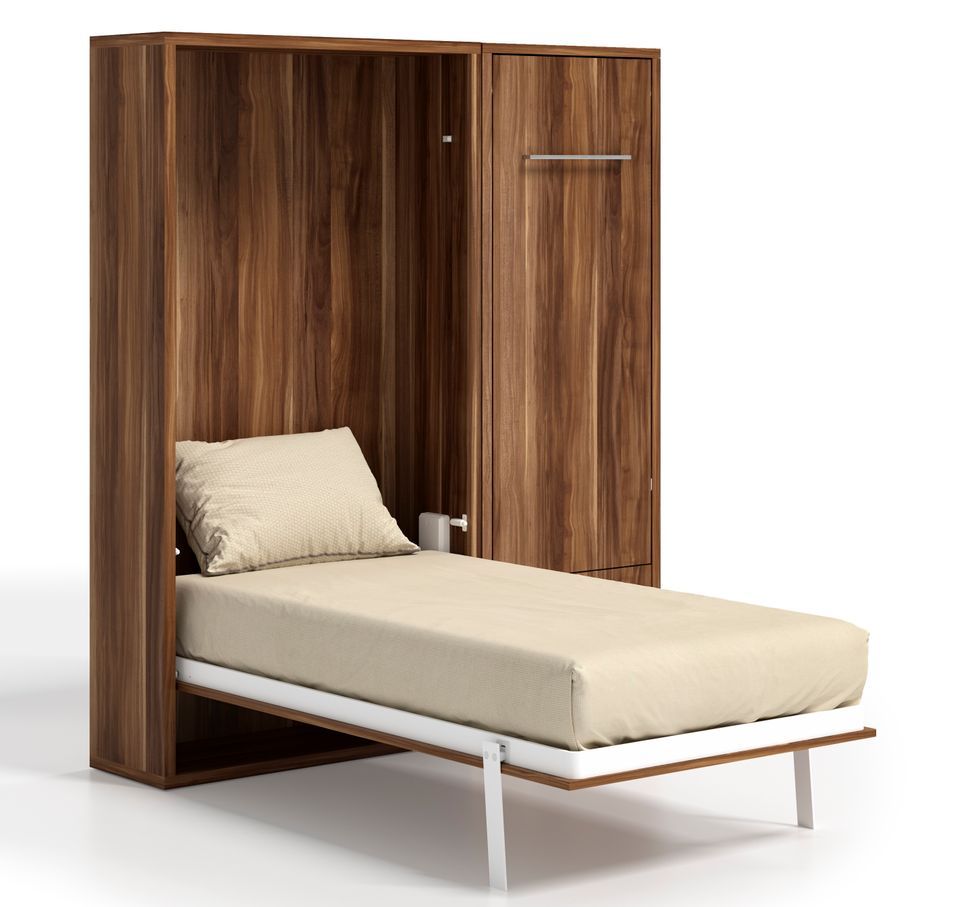 Lit escamotable vertical 80x190 cm avec armoire et bureau Kampo - Photo n°1