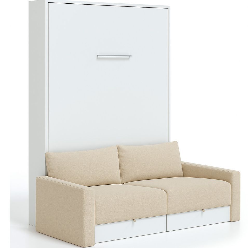 Lit escamotable vertical à tiroirs et canapé tissu VALENCIA - Photo n°1