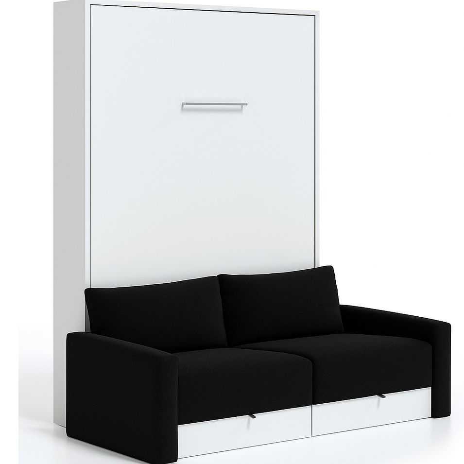 Lit escamotable vertical à tiroirs et canapé tissu VALENCIA - Photo n°1