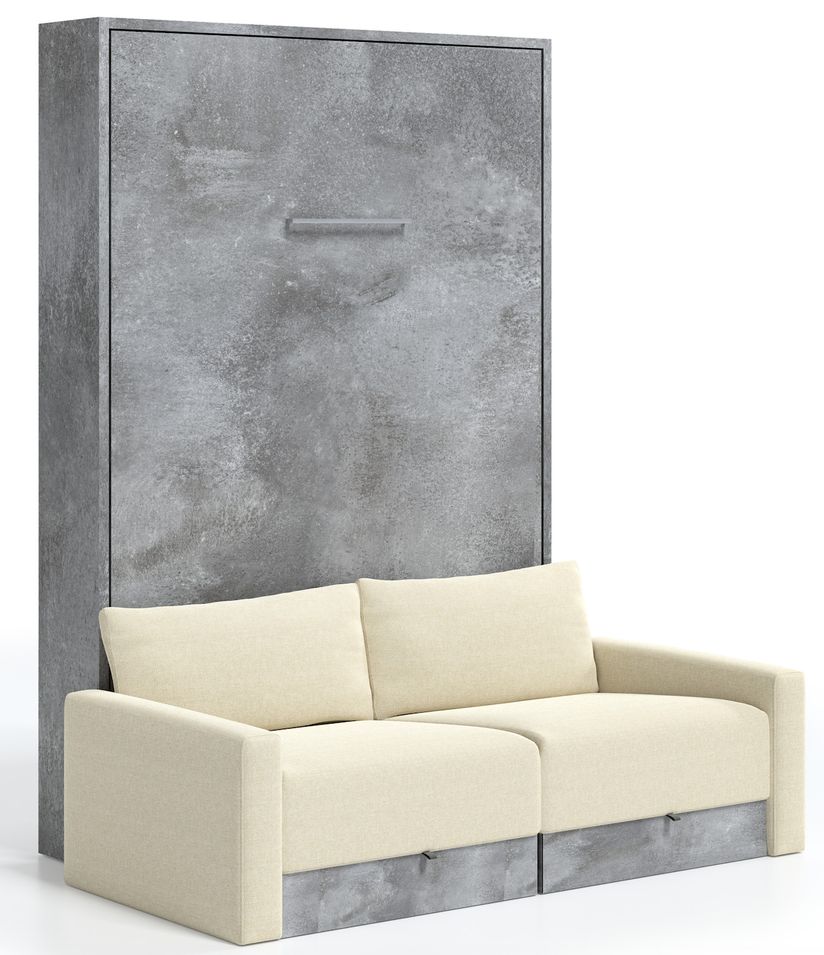 Lit escamotable vertical à tiroirs et canapé tissu VALENCIA - Photo n°1