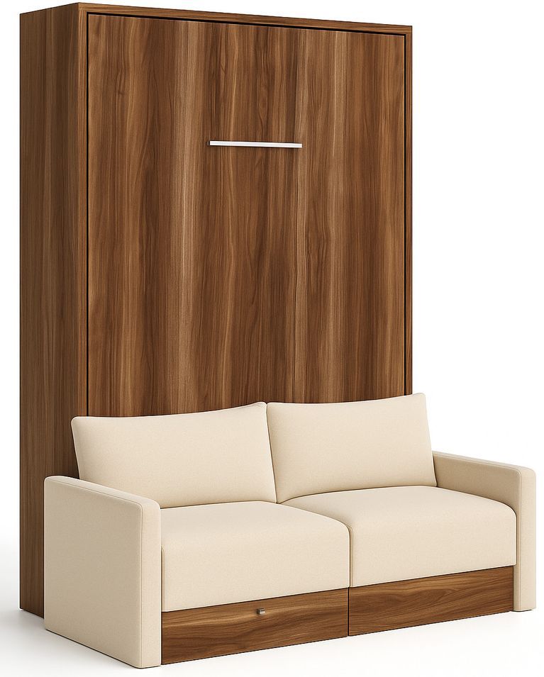 Lit escamotable vertical à tiroirs et canapé tissu VALENCIA - Photo n°1