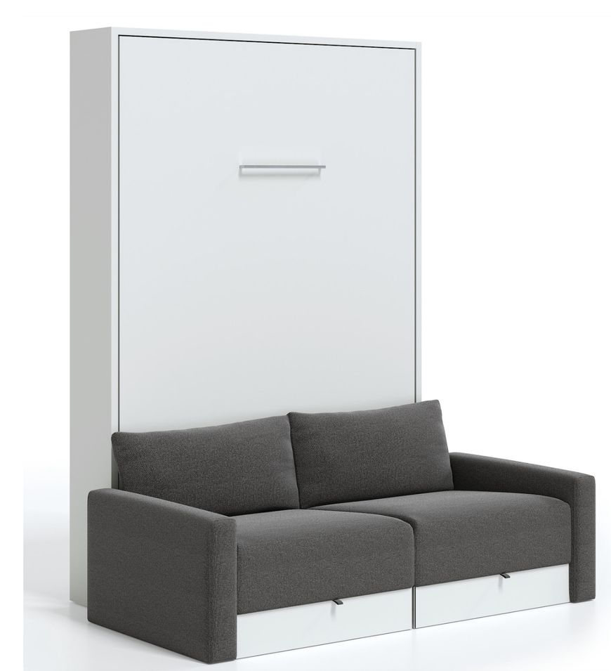 Lit escamotable vertical à tiroirs et canapé tissu VALENCIA - Photo n°1
