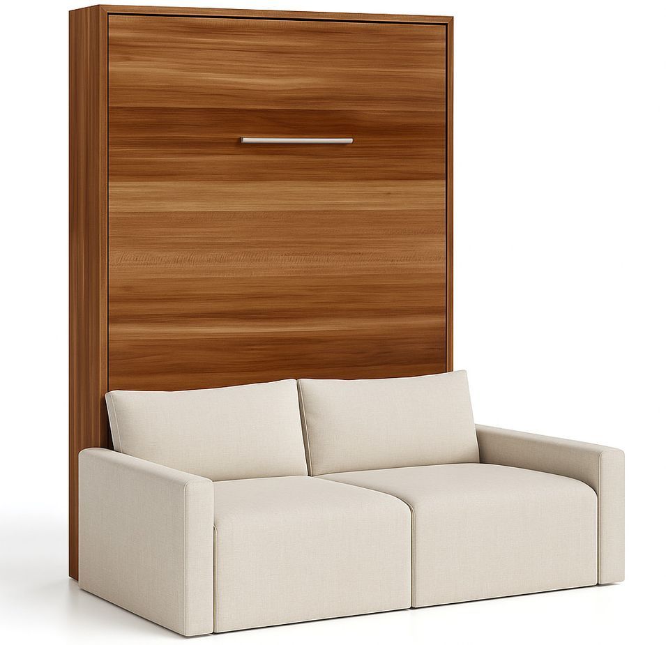 Lit escamotable vertical avec canapé tissu VALENCIA - Photo n°1