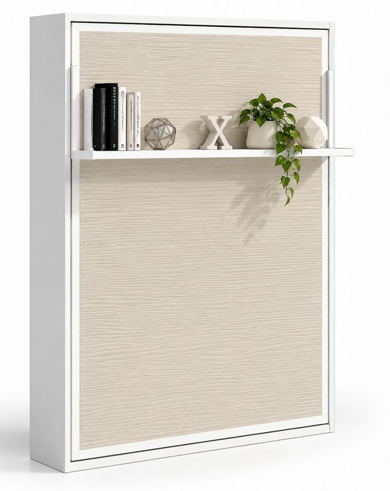 Lit escamotable vertical avec étagère ouverture synchronisée HABITAT – Sommier inclus & ouverture assistée - Usage intensif - Photo n°1