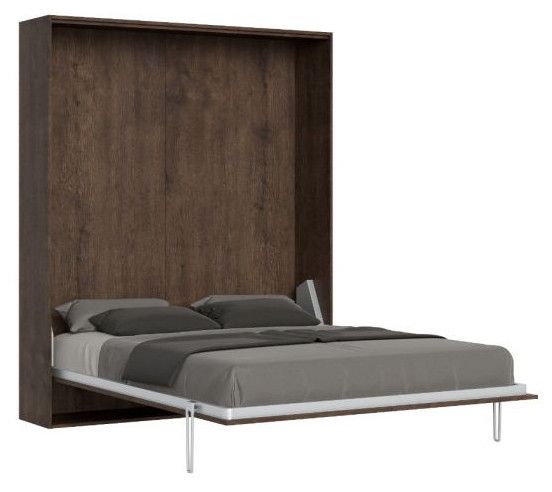 Lit escamotable vertical bois noyer kanto 160x190 cm - Photo n°1