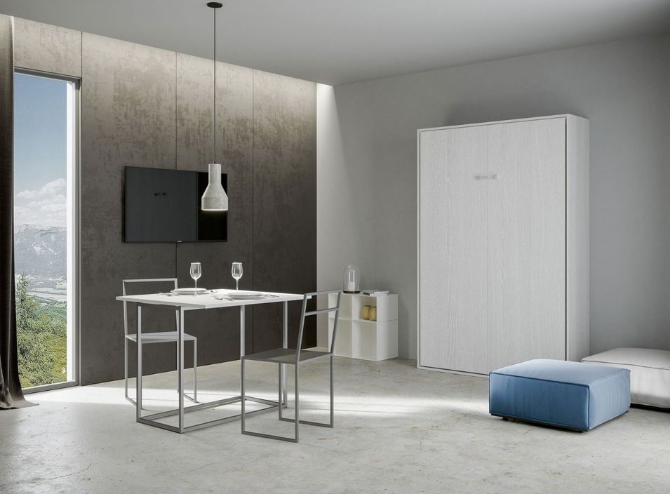 Lit escamotable vertical frêne blanc kanto 120x190 cm - Photo n°1