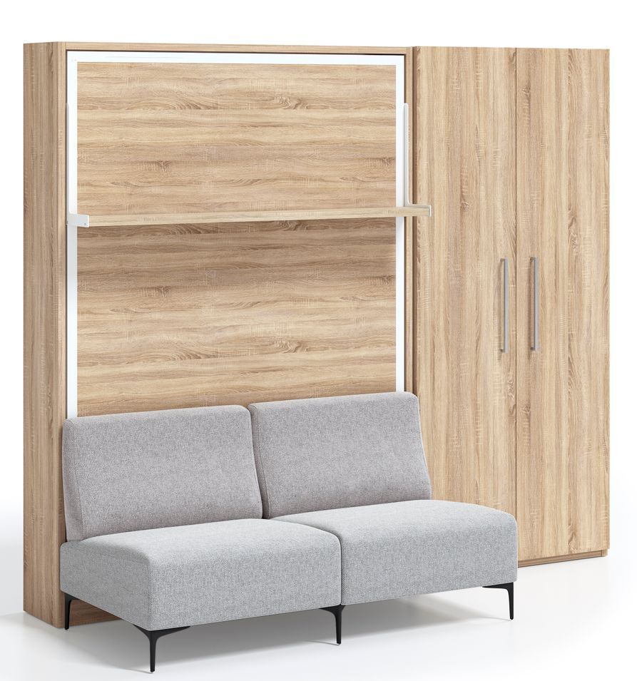 Lit escamotable verticale avec canapé et armoire Marko 120x190 - Photo n°1