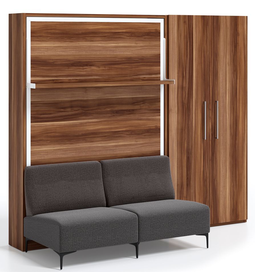 Lit escamotable verticale avec canapé et armoire Marko 140x190 - Photo n°1