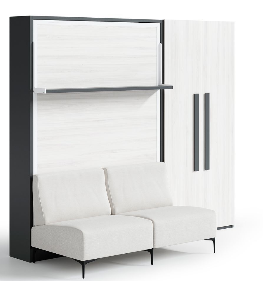 Lit escamotable verticale avec canapé et armoire Marko 90x190 - Photo n°1