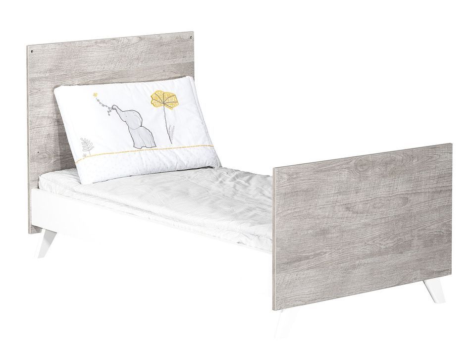 Lit évolutif 70x140 cm bois laqué blanc et gris Scandi - Photo n°2