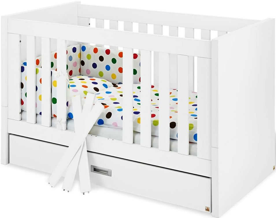 Lit évolutif à barreaux blanc laqué Enzo 70 - Photo n°1