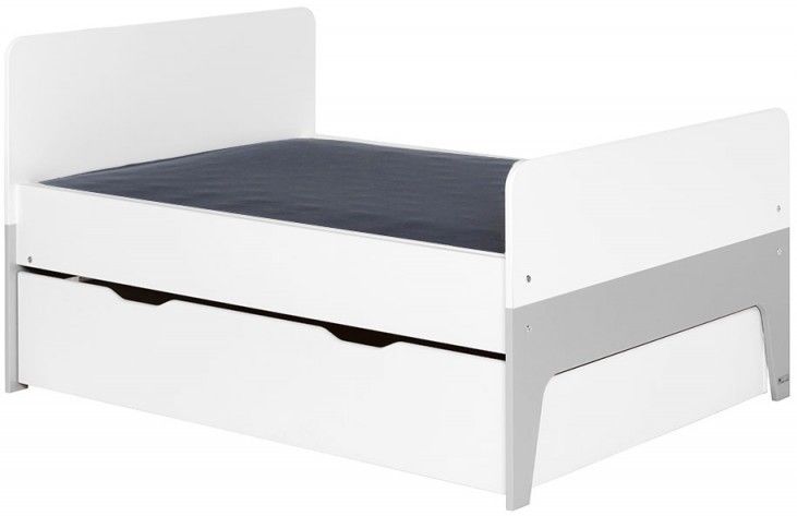 Lit évolutif à tiroir enfant blanc et gris Town 90 - Photo n°1