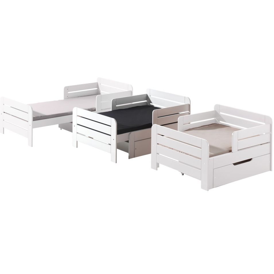 Lit évolutif avec sommier pin massif blanc Jeep 3 - Photo n°1