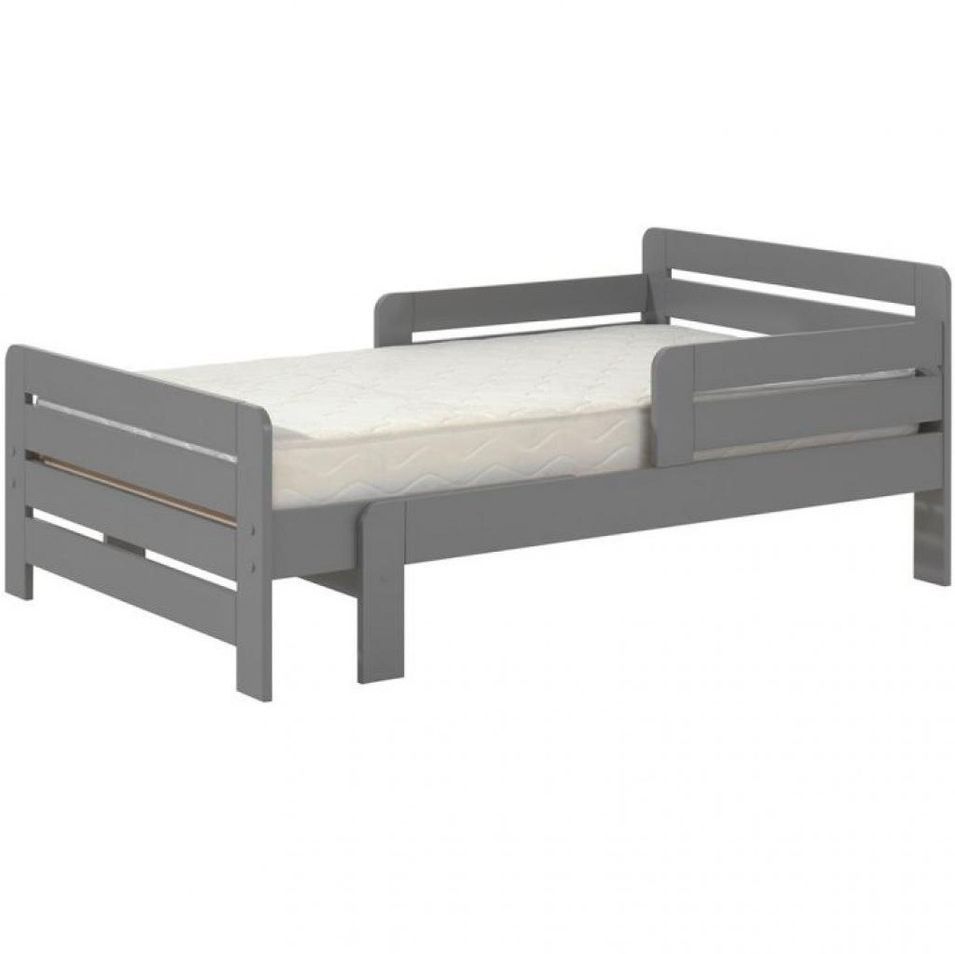 Lit évolutif avec sommier pin massif gris Jeep - Photo n°1