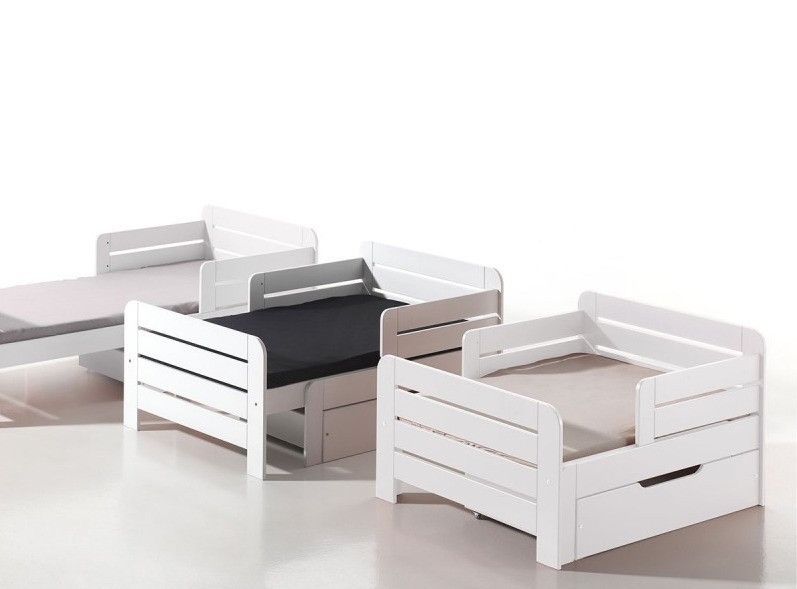 Lit évolutif avec tiroir lit pin massif blanc Jeep - Photo n°1