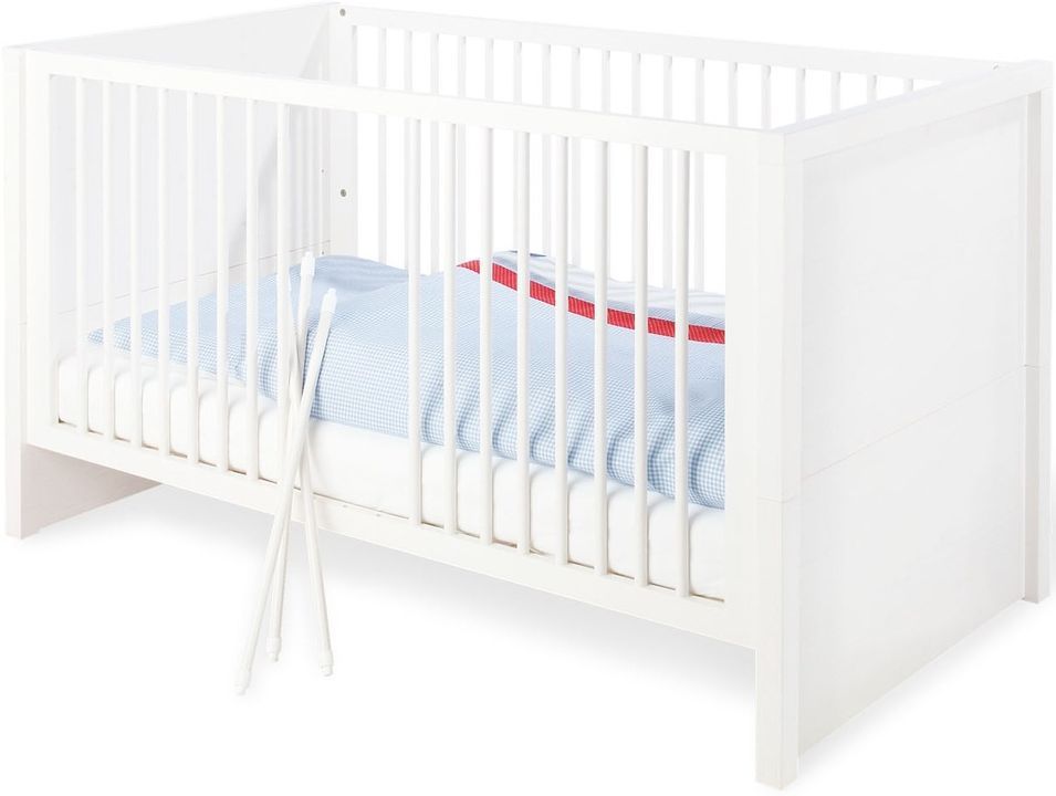 Lit évolutif bébé pin massif blanc Aura 70 - Photo n°1