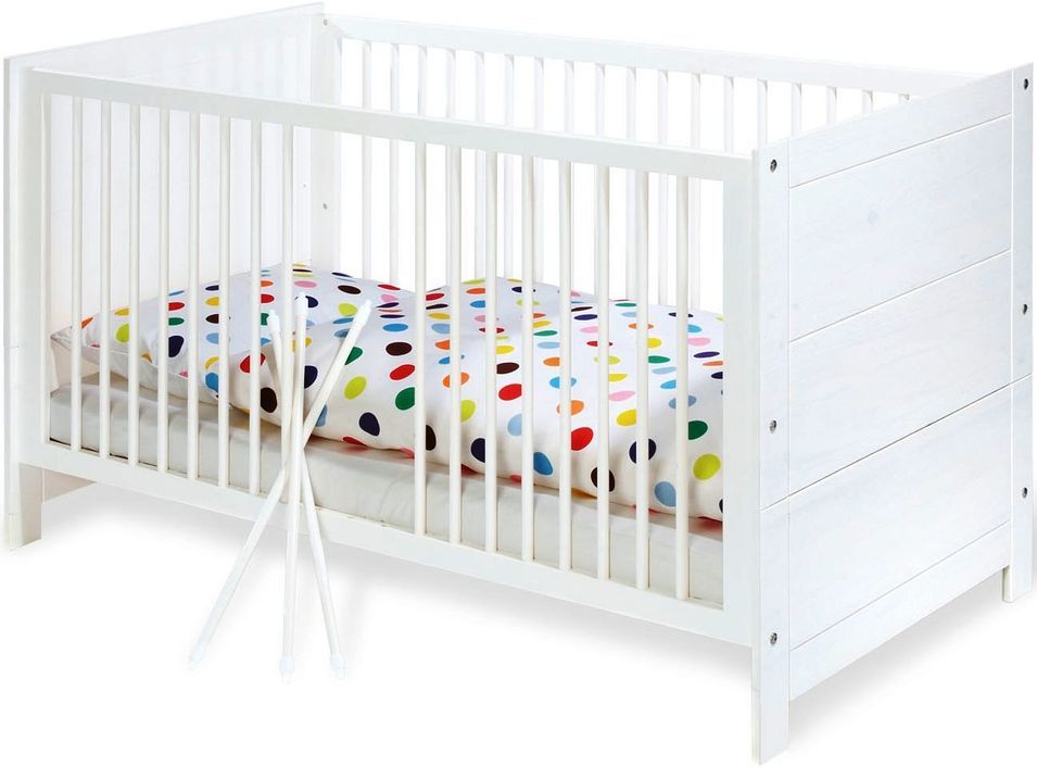 Lit évolutif bébé pin massif blanc Puro 70 - Photo n°1