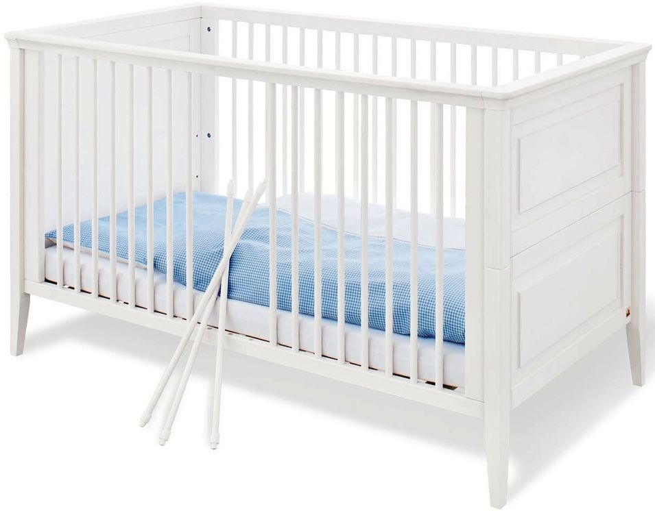 Lit évolutif bébé pin massif blanc Smilla 70x140 cm - Photo n°1