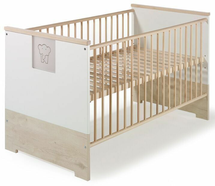 Lit évolutif hêtre massif clair et blanc Eco Slide 70 - Photo n°1