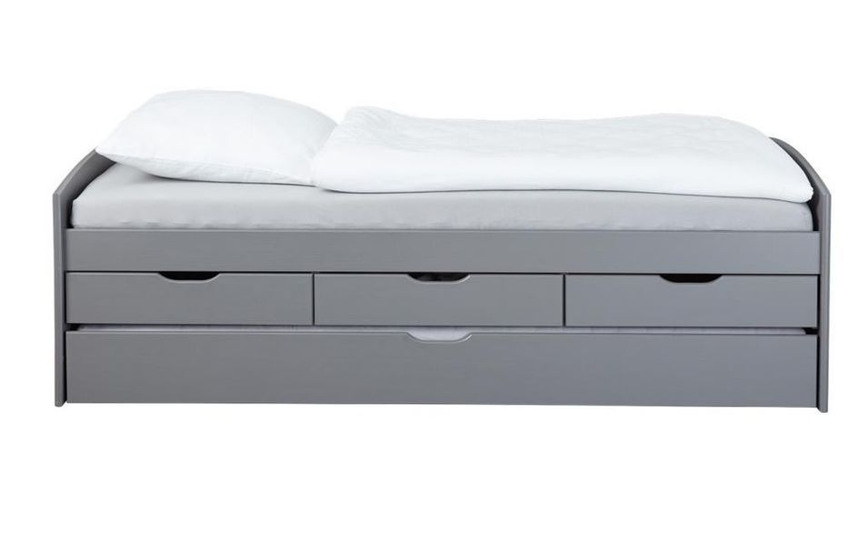 Lit gigogne 4 tiroirs pin massif vernis gris Eureka 90x200 cm - Photo n°1