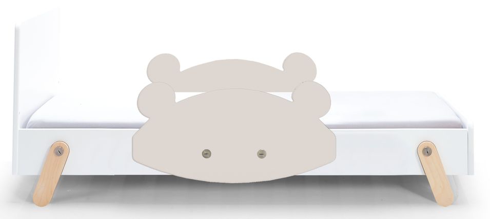 Lit laqué blanc à motif ours beige clair Fox 70 - Photo n°1