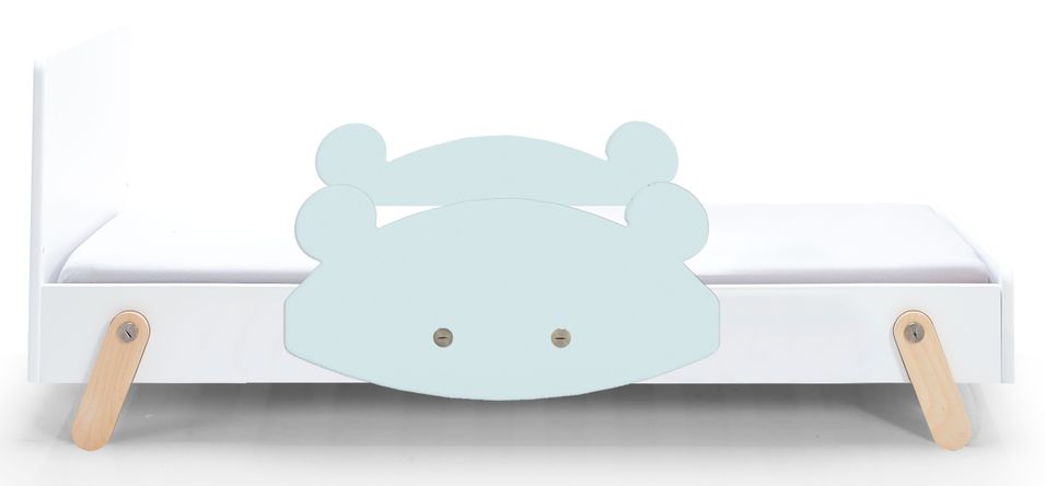 Lit laqué blanc à motif ours bleu clair Fox 70 - Photo n°1