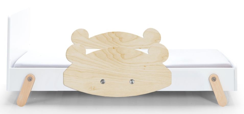 Lit laqué blanc à motif ours bois clair Fox 70 - Photo n°1