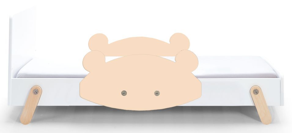 Lit laqué blanc à motif ours orange Fox 70 - Photo n°1