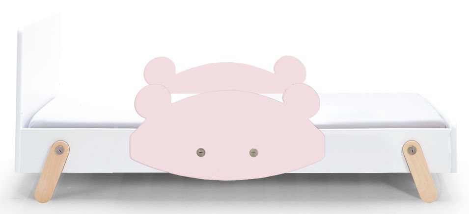Lit laqué blanc à motif ours rose Fox 70 - Photo n°1