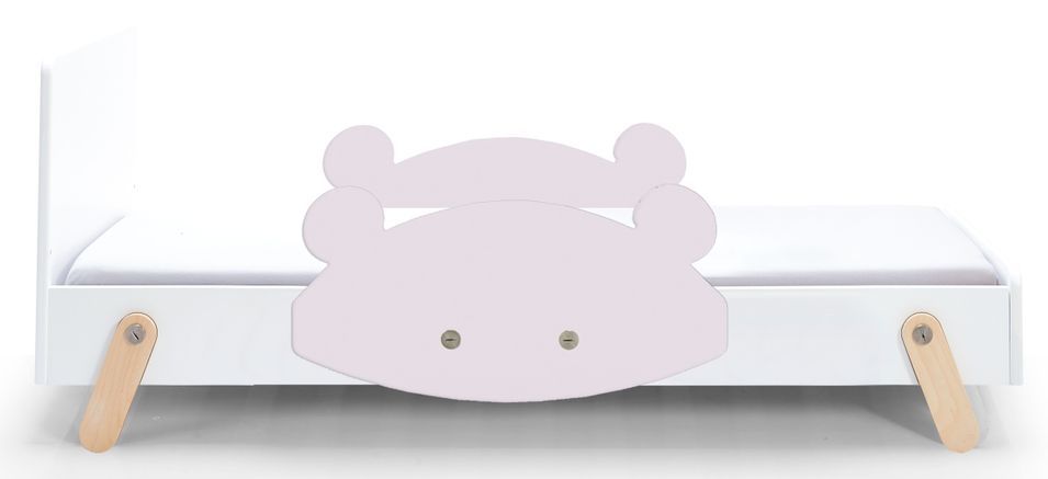 Lit laqué blanc à motif ours violet clair Fox 70 - Photo n°1