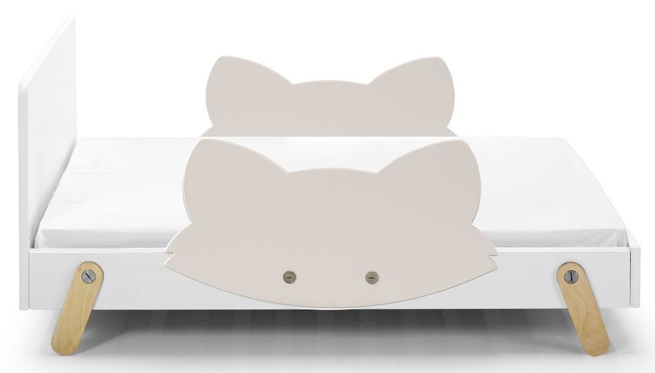 Lit laqué blanc à motif renard beige Fox 70 - Photo n°1