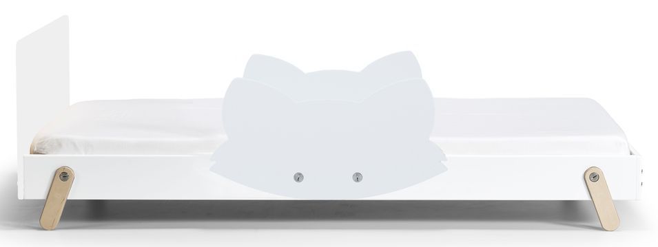 Lit laqué blanc à motif renard bleu gris Fox 90x190 cm - Photo n°1