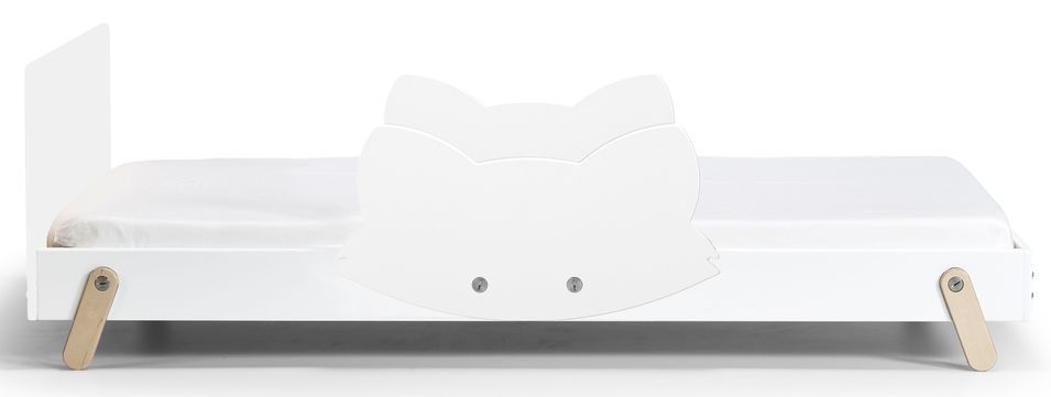 Lit laqué blanc à motif renard Fox 90x190 cm - Photo n°1