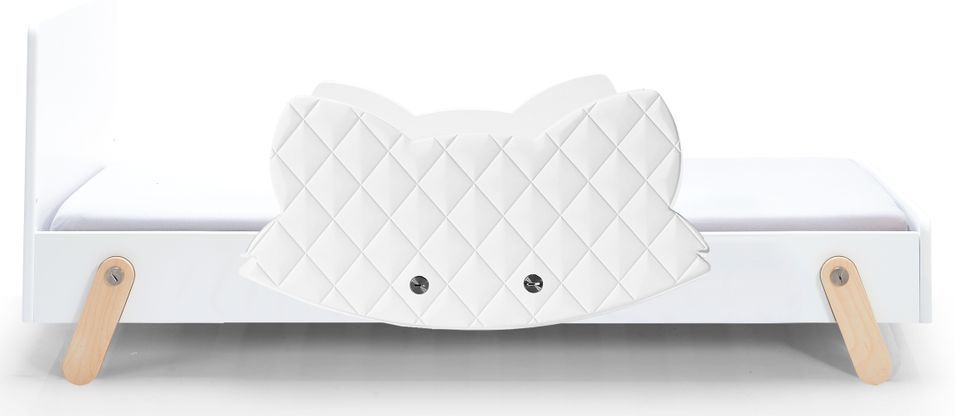 Lit laqué blanc à motif renard laqué blanc capitonné Fox 70 - Photo n°1