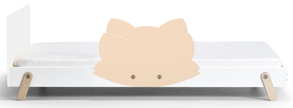 Lit laqué blanc à motif renard orange Fox 90x190 cm - Photo n°1