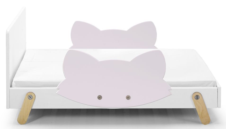 Lit laqué blanc à motif renard violet clair Fox 70 - Photo n°1